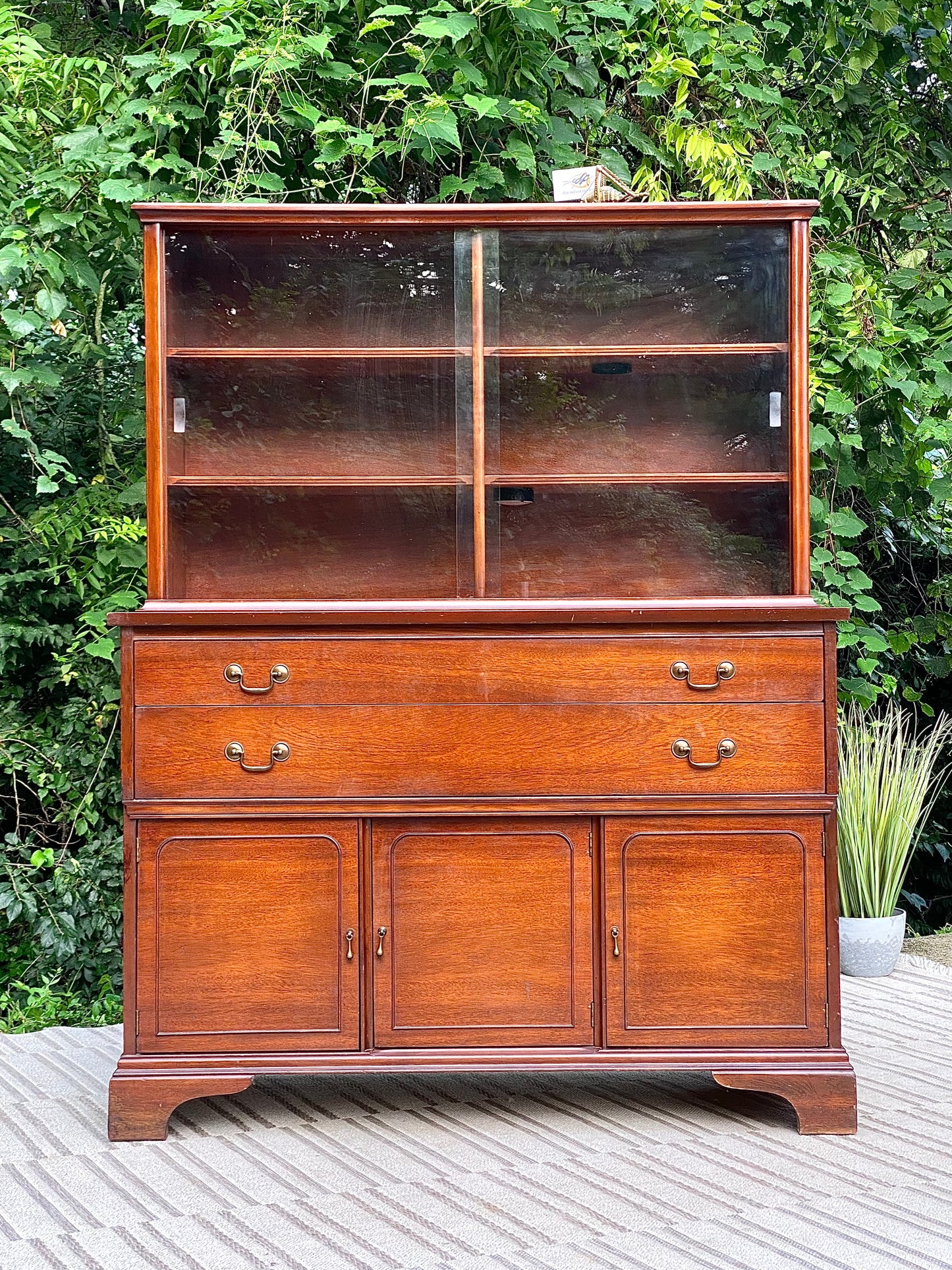 Vintage MCM Brickwede Wooden Display Hutch