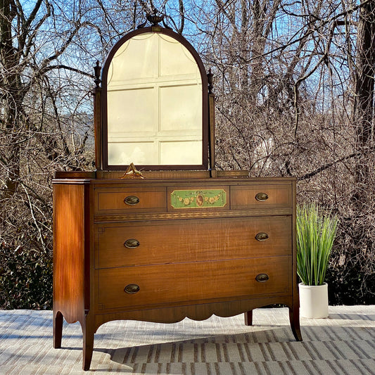 Nice Vintage Mahogany 3 Drawer Dresser & Mirror