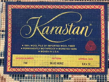 Vintage Karastan Blue Heriz Large Area Rug 8'8" X 12'