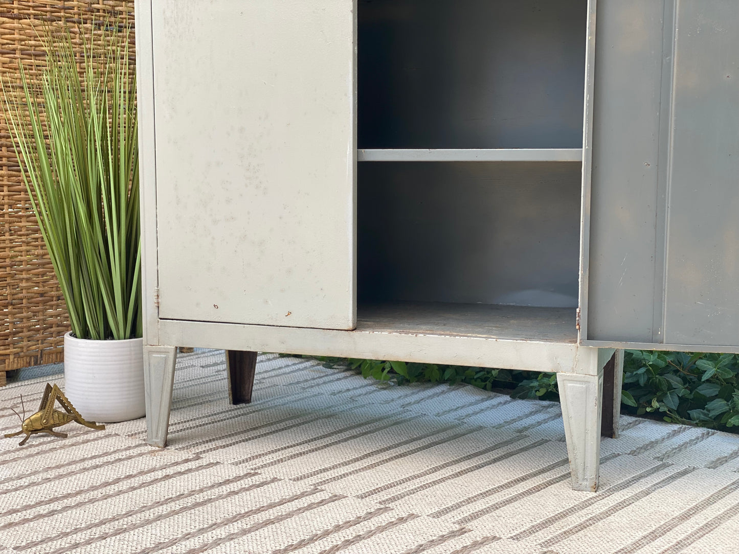 Vintage Light Grey Metal Cabinet