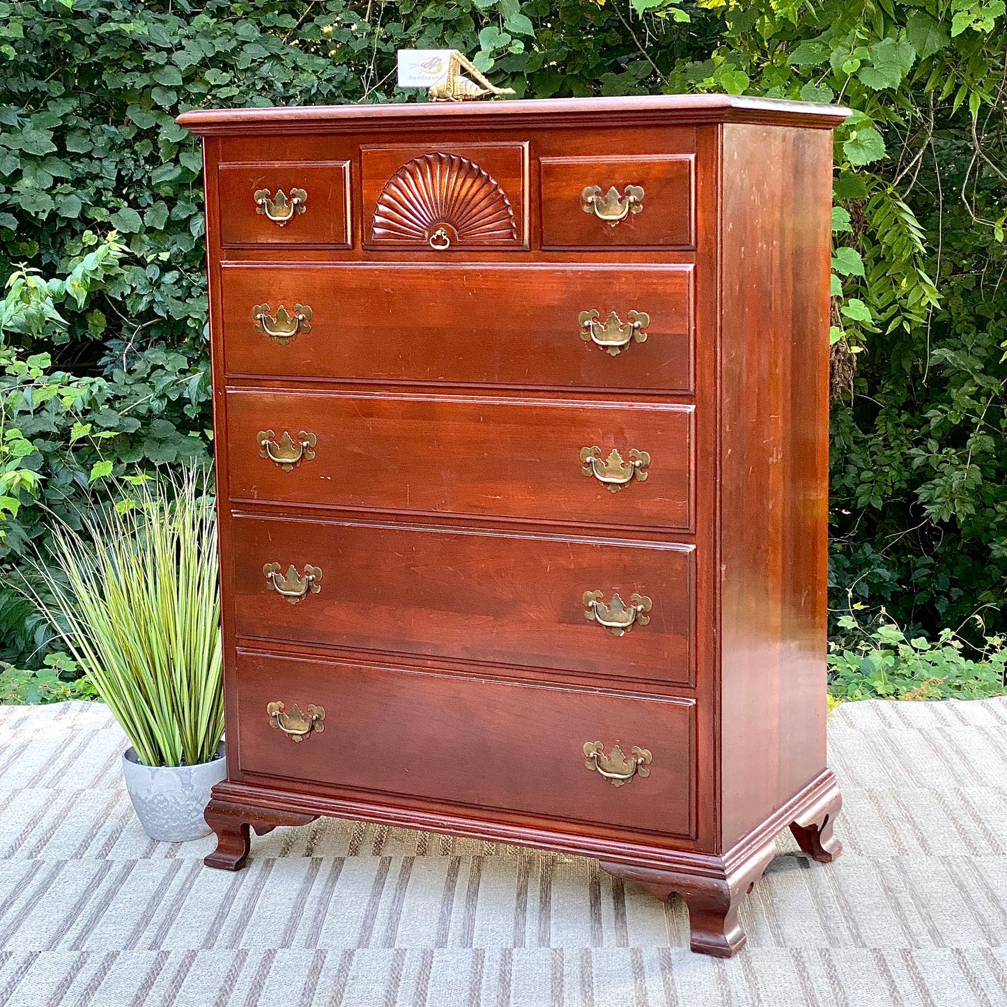 Vintage Solid Mahogany Kling 7 Drawer Highboy Dresser