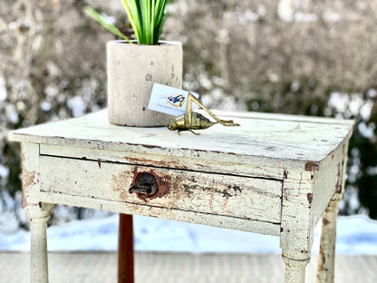 Vintage Primitive Chippy White Side Table