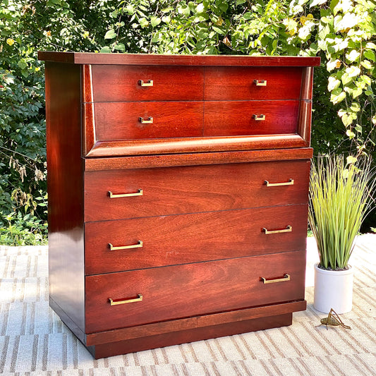 Vintage MCM 5 Drawer Wooden Dresser
