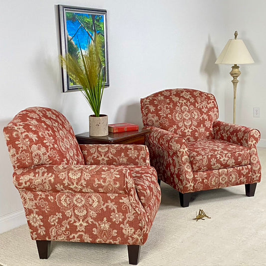 SOLD - Modern Pair of Fusion Furniture Upholstered Armchairs