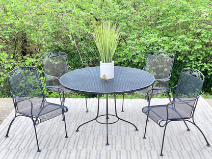Vintage Woodard Style Black Iron Outdoor Patio Set