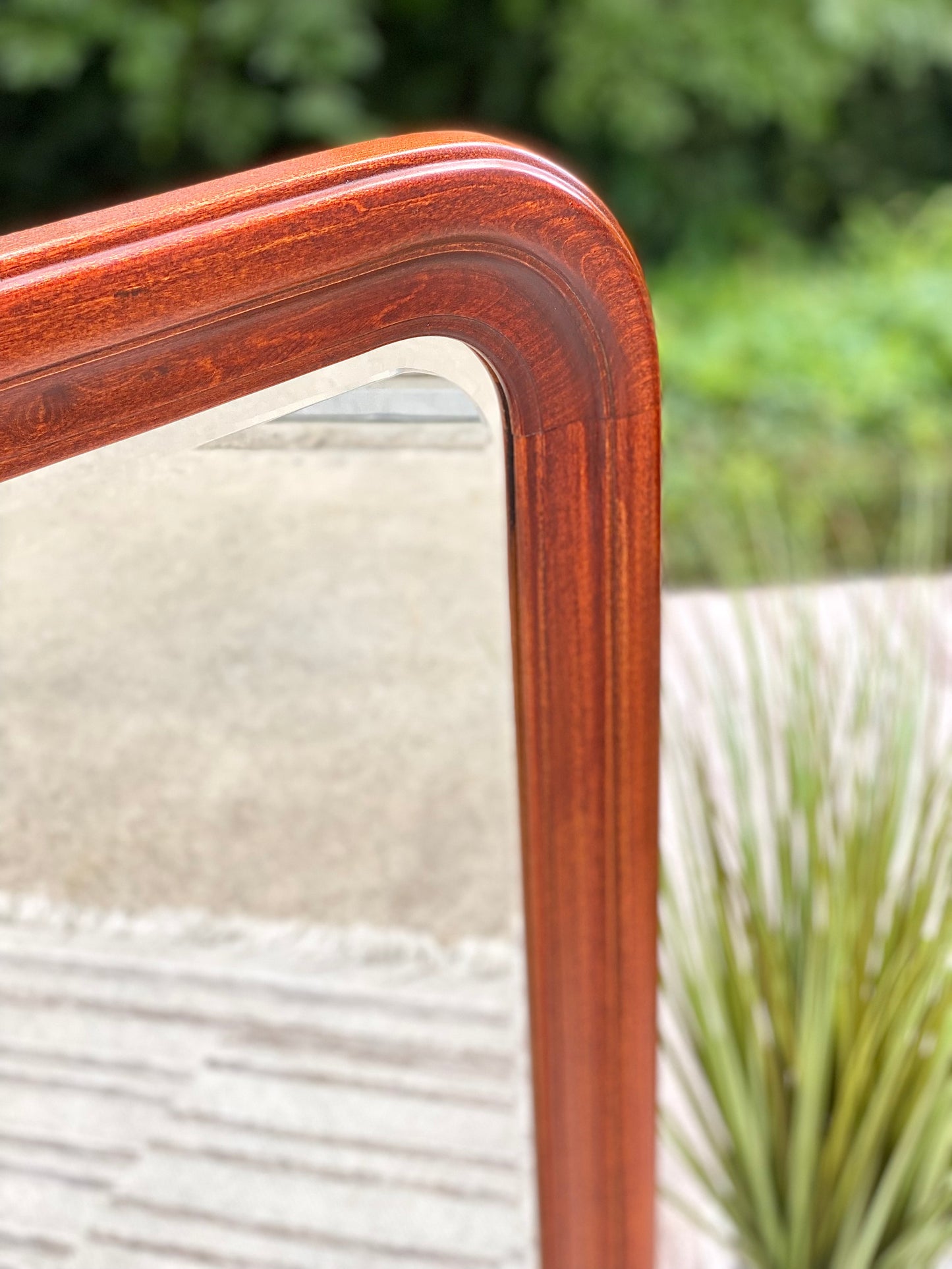 Large Wooden Curved Mirror