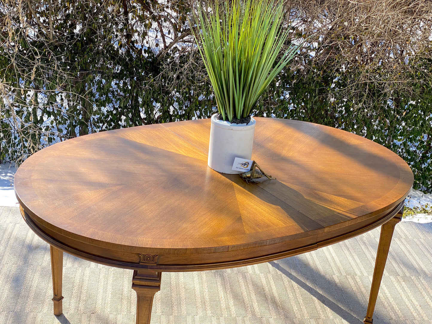 Vintage Wooden Oval Dining Table