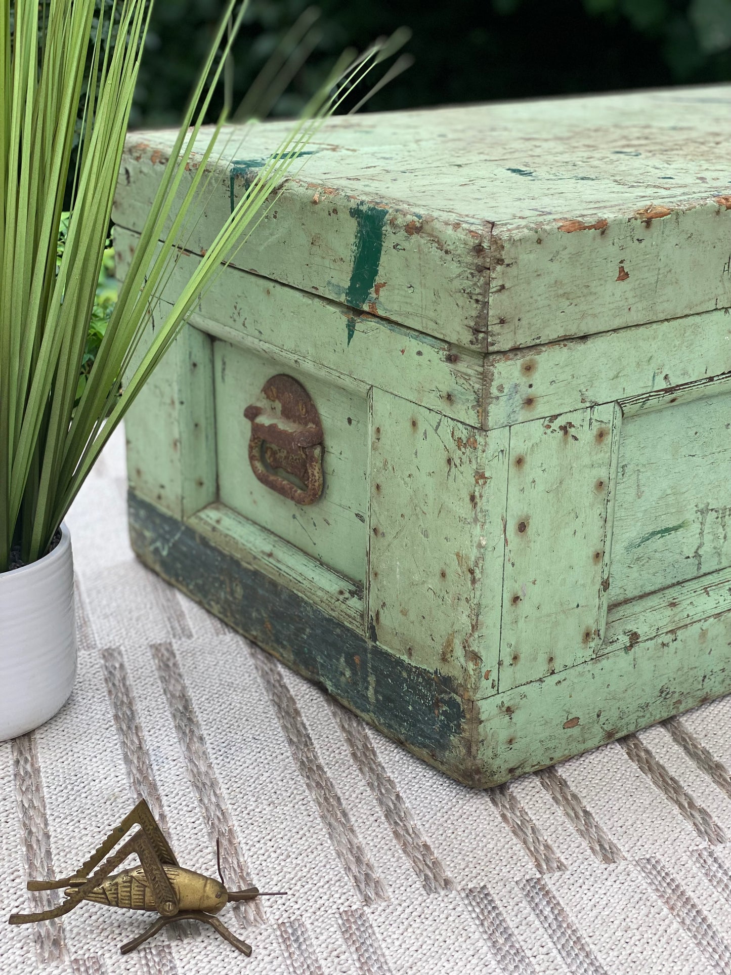 Antique Green Rustic Trunk