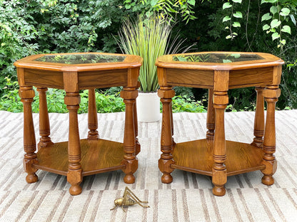 Vintage Pair of Wooden Side Tables