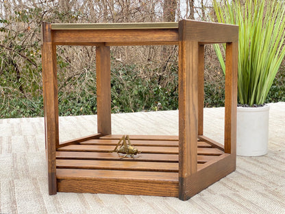 Vintage Wooden Mersman Hexagon Side Table