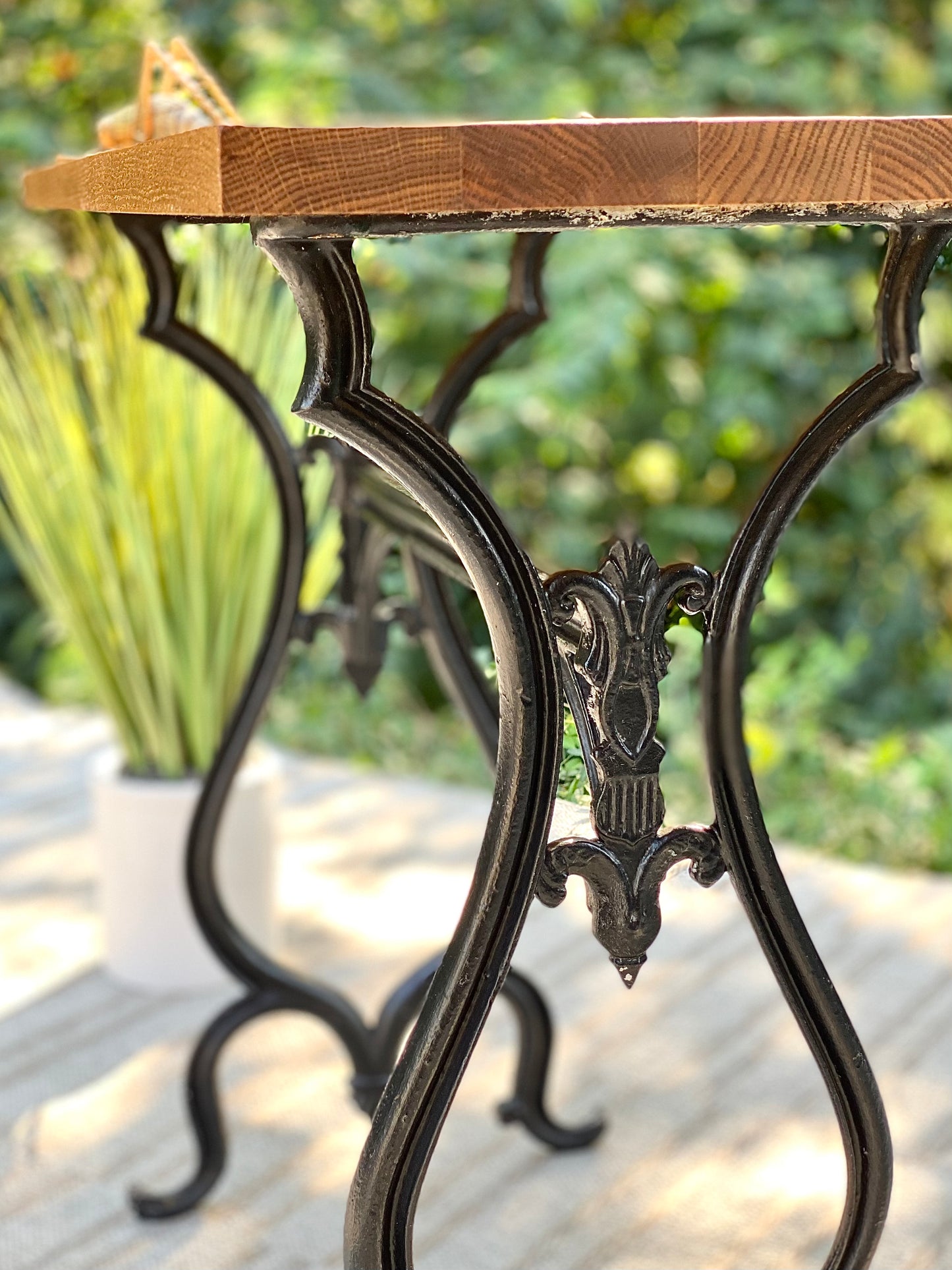 Solid Wood & Cast Iron Hallway Table