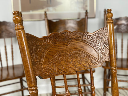 Set of 4 Solid Wood Carved Chairs