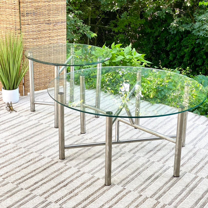 Retro Chrome Tubular Glass Side Table Coffee Table