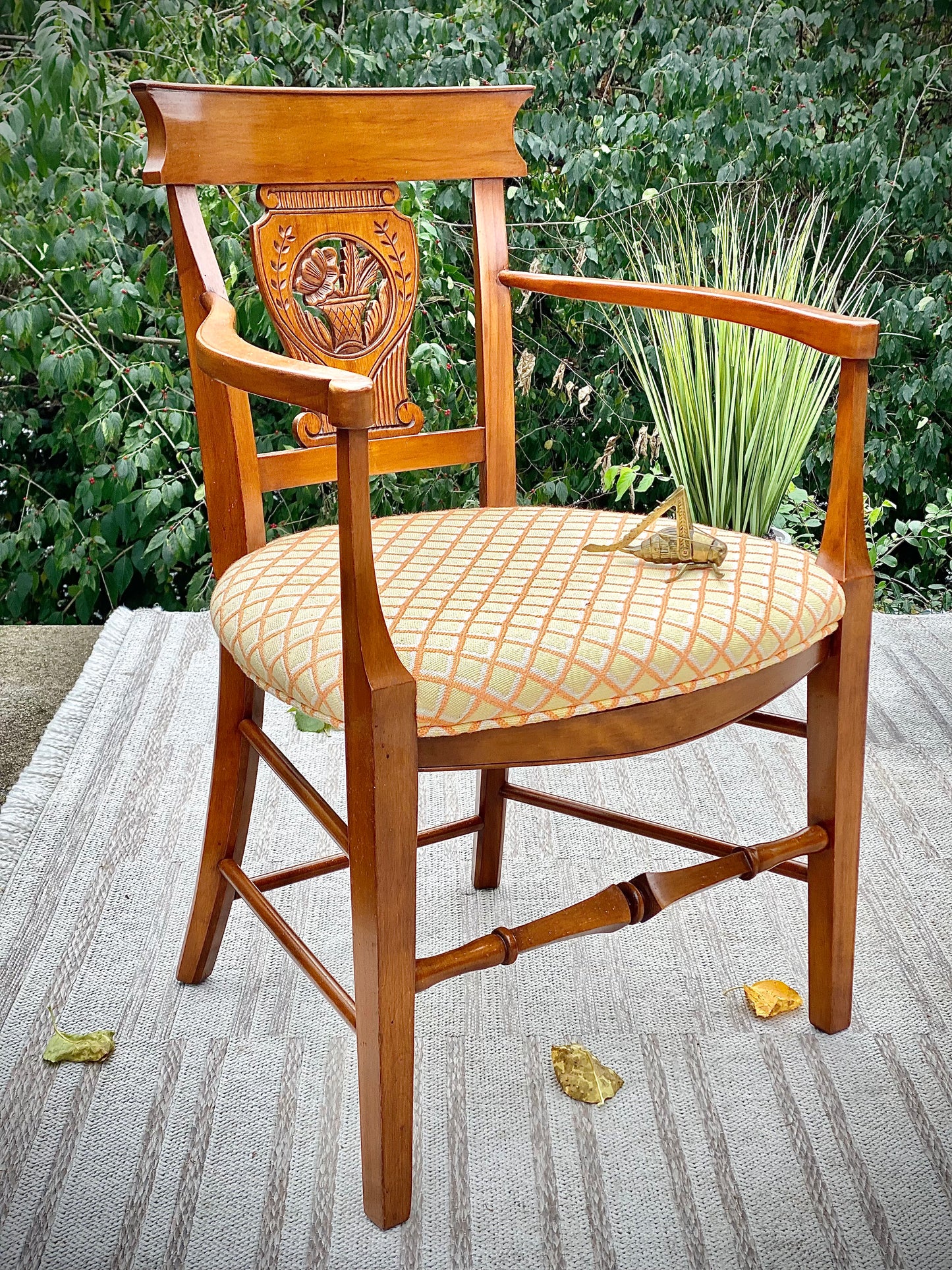 Vintage Upholstered Wooden Accent Chair