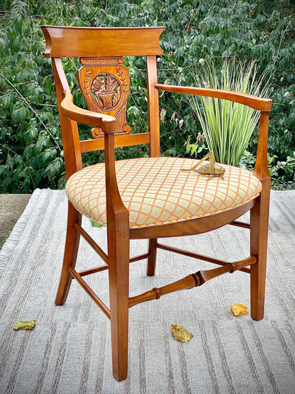 Vintage Upholstered Wooden Accent Chair