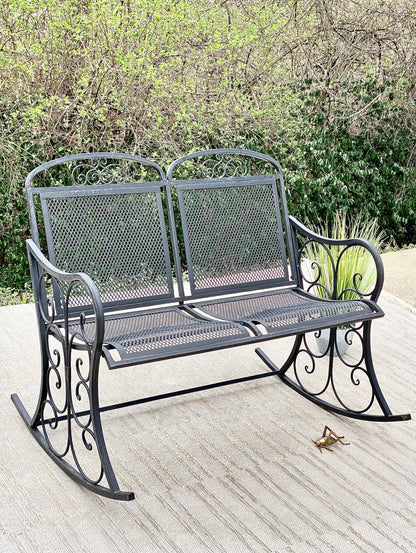Outdoor Black Metal 2 Seater Rocker