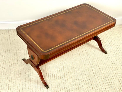 Beautiful Leather Top Wooden Coffee Table