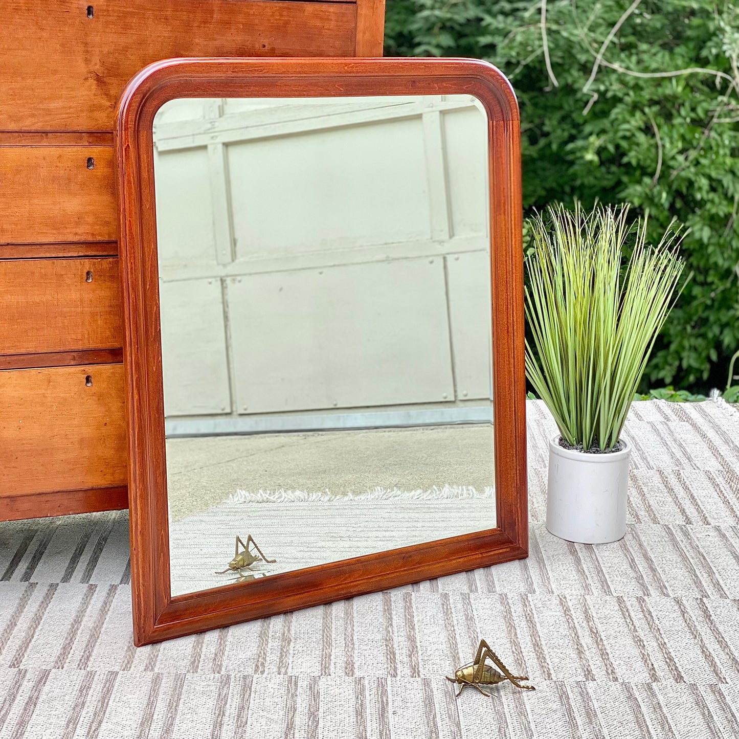 Large Wooden Curved Mirror