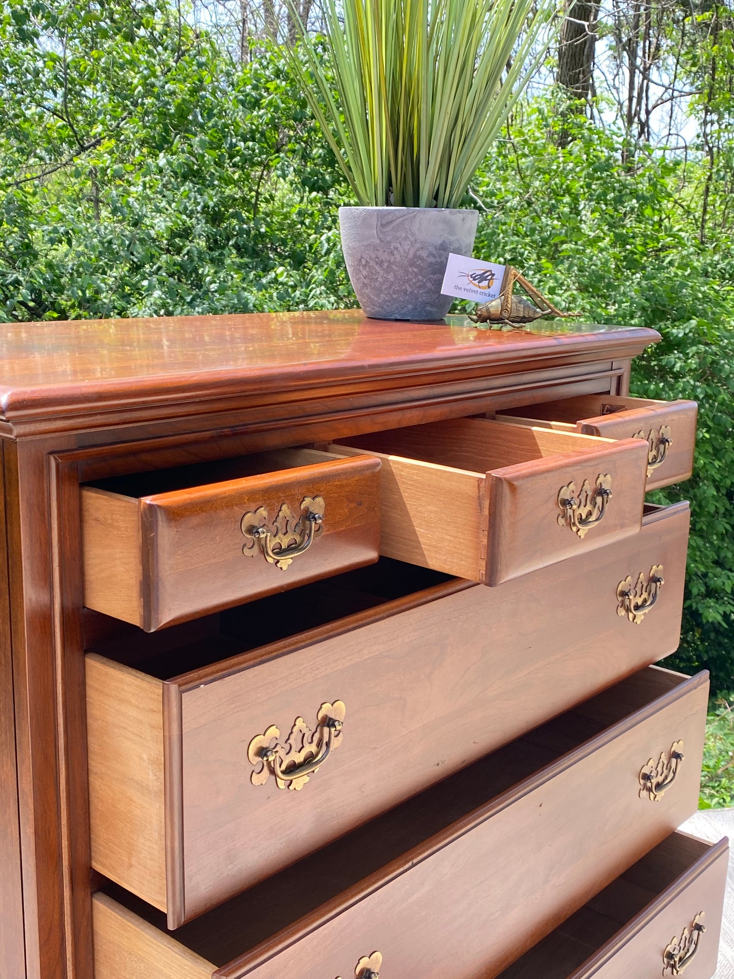 Vintage Link Taylor Solid Cherry 7 Drawer Highboy Dresser