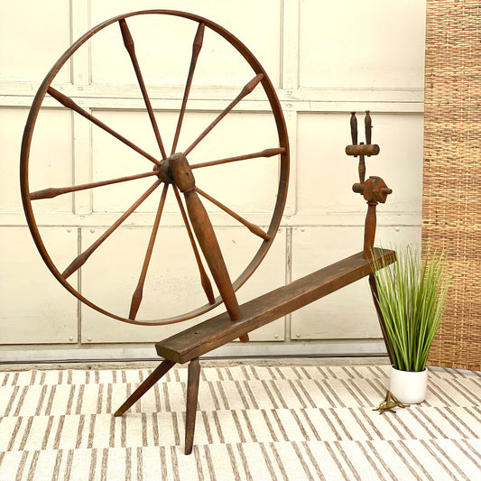 Large Antique Spinning Wheel