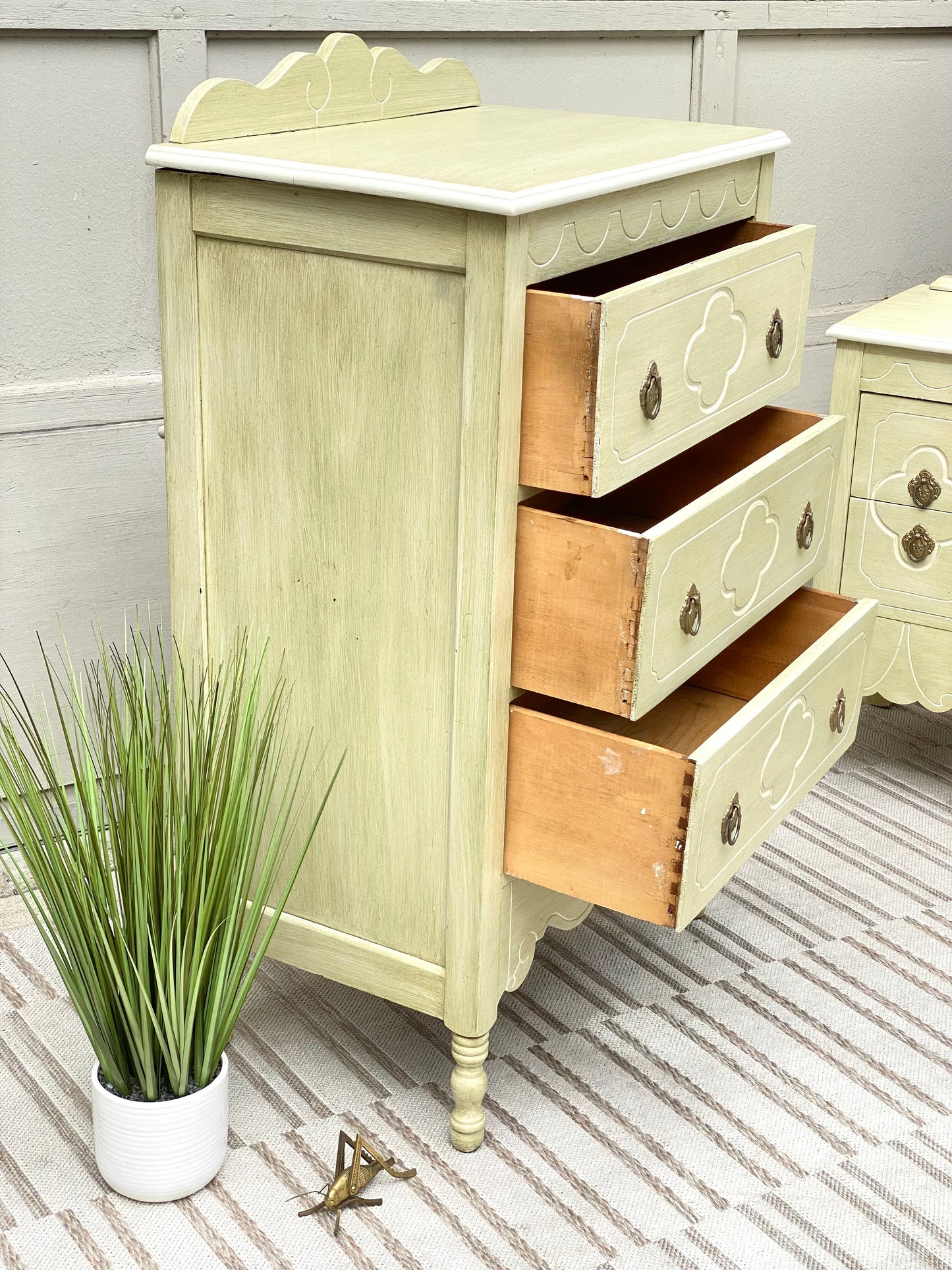 Vintage Painted Mahogany 3 Drawer Dresser