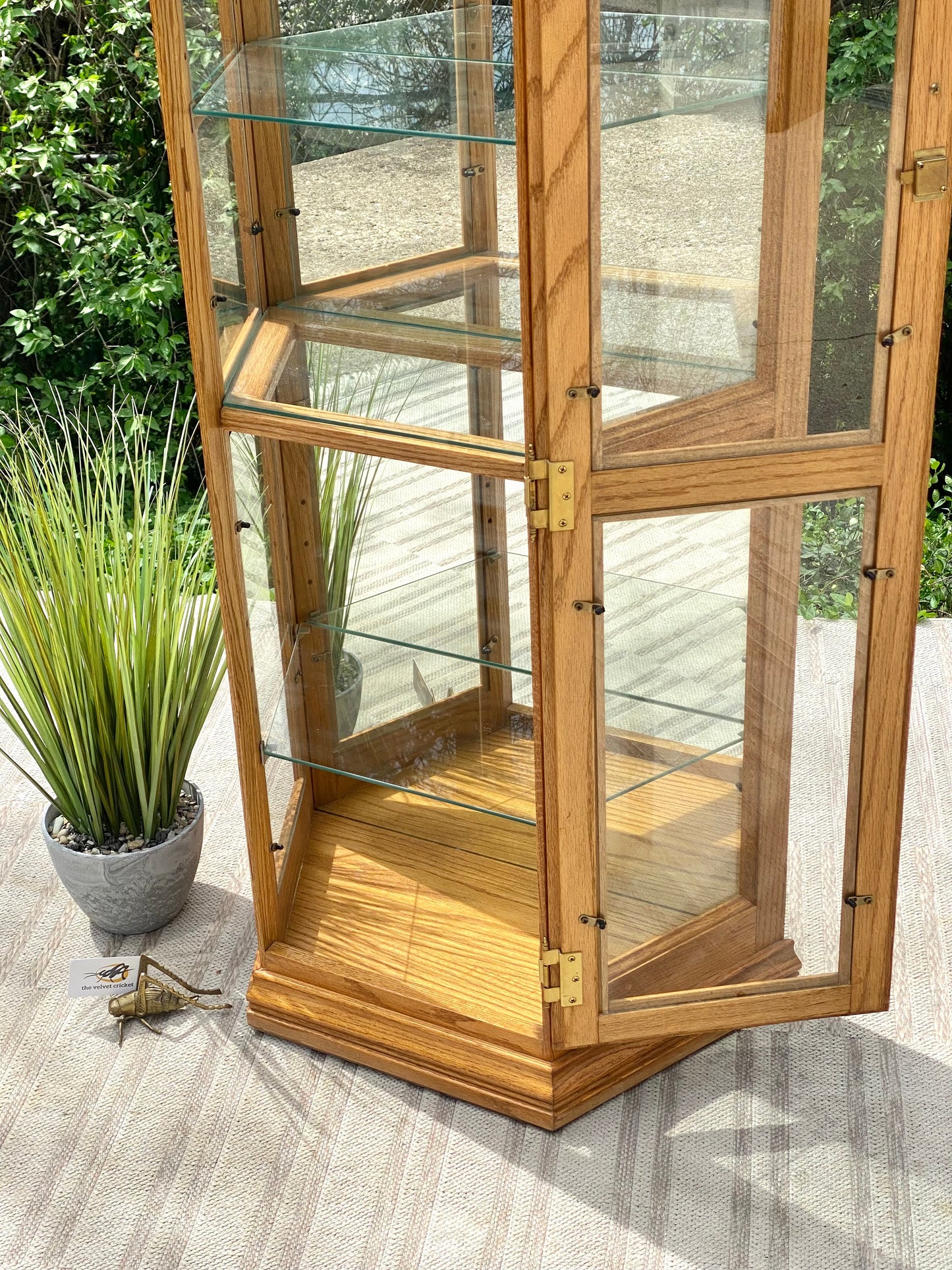 Nice Tall Wooden Oak Display Cabinet