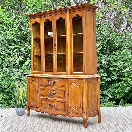 Vintage French Provincial Wooden Display Hutch