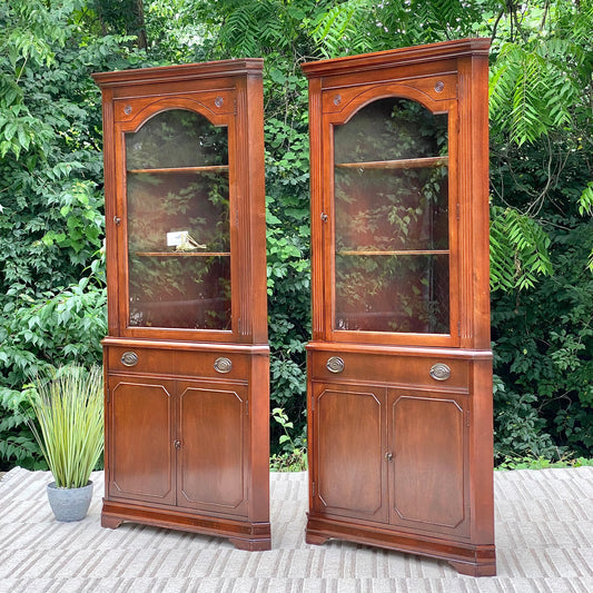 Vintage Pair of Mahogany Federal Style Corner Cabinets