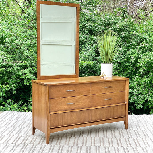 Vintage MCM Dixie Lowboy Dresser w/ Mirror