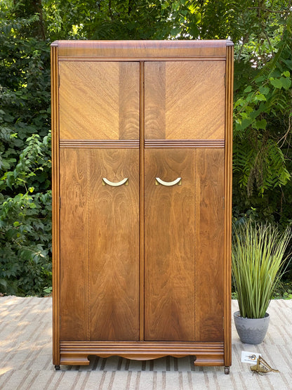 Vintage Art Deco Cedar Wardrobe Cabinet