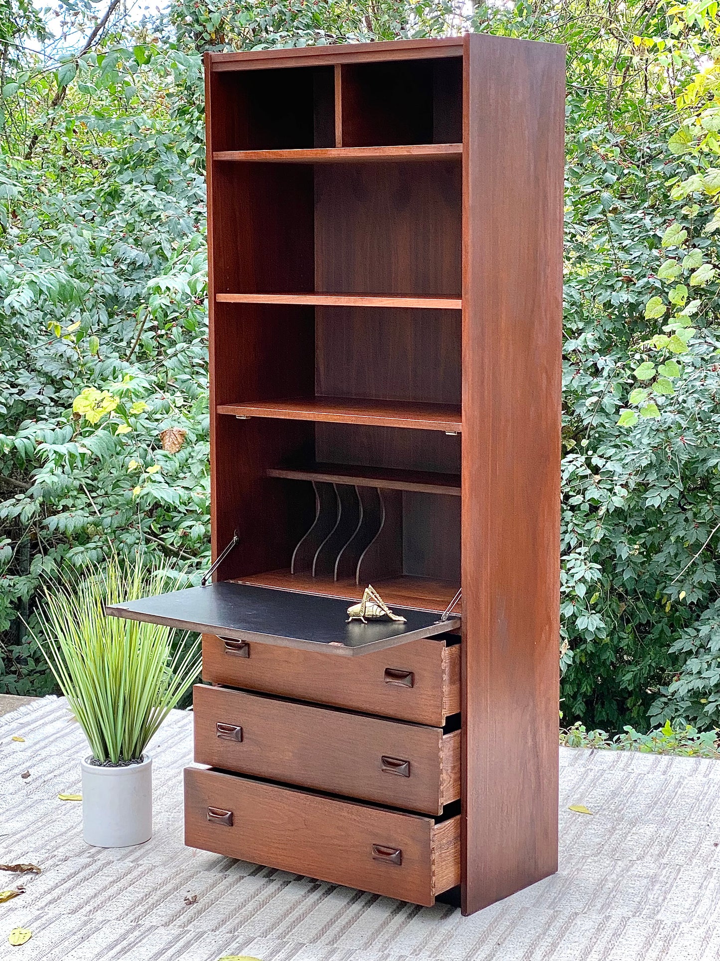 Vintage MCM Wooden Bookcase Desk