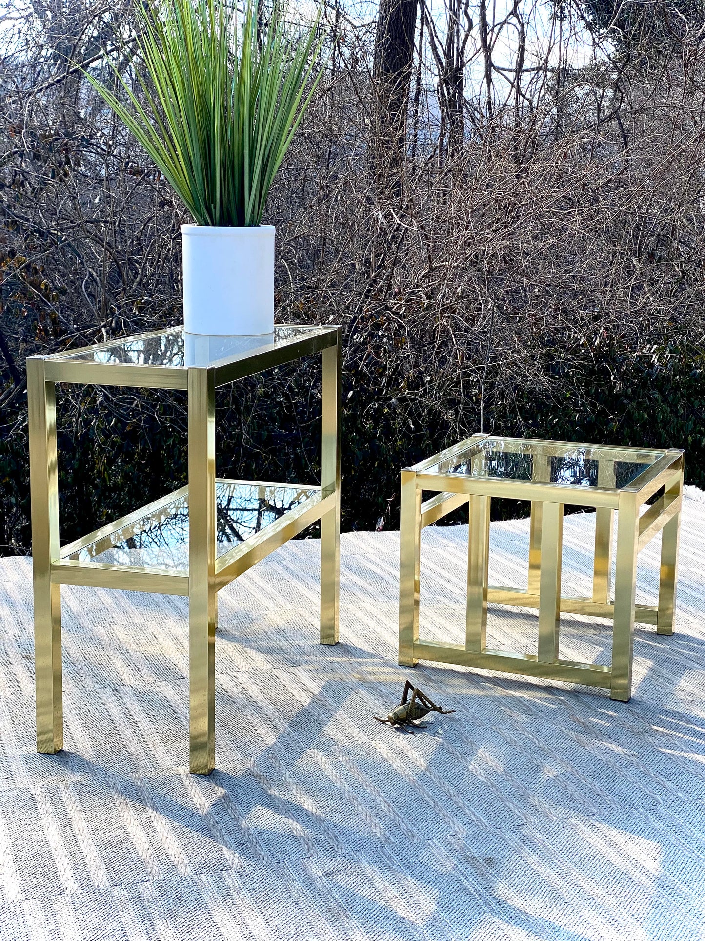 Vintage Pair of Brass MCM Side Tables