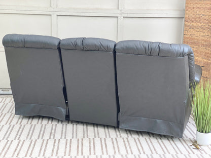 Modern Grey Leather Reclining Sofa