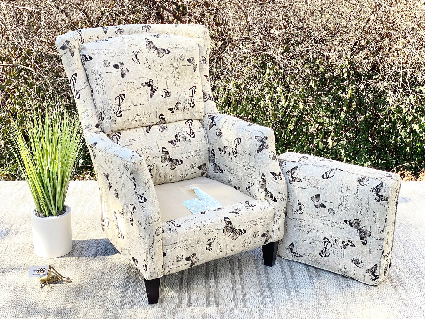 Beautiful Upholstered Butterfly Accent Chair