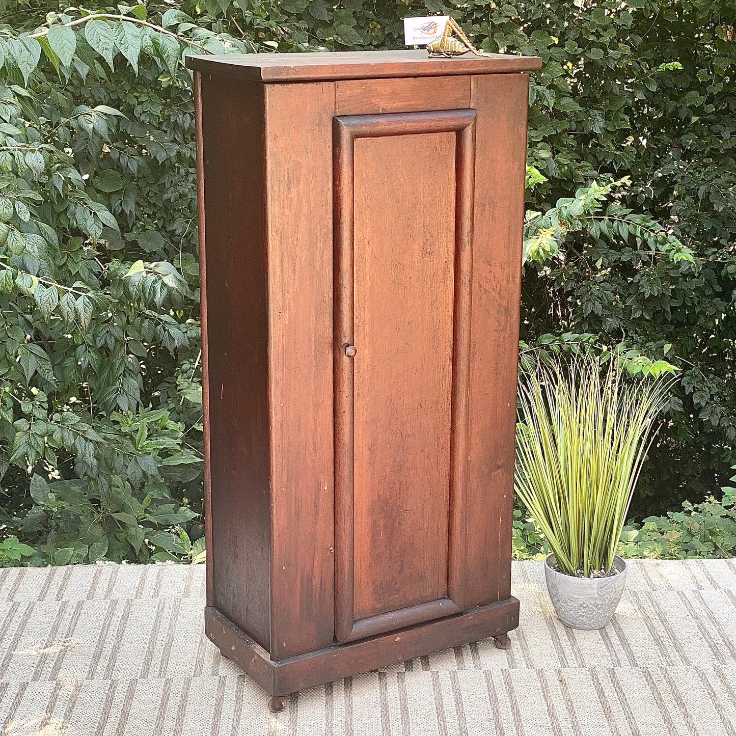 Rare Original Primitive Wooden Pine Cabinet