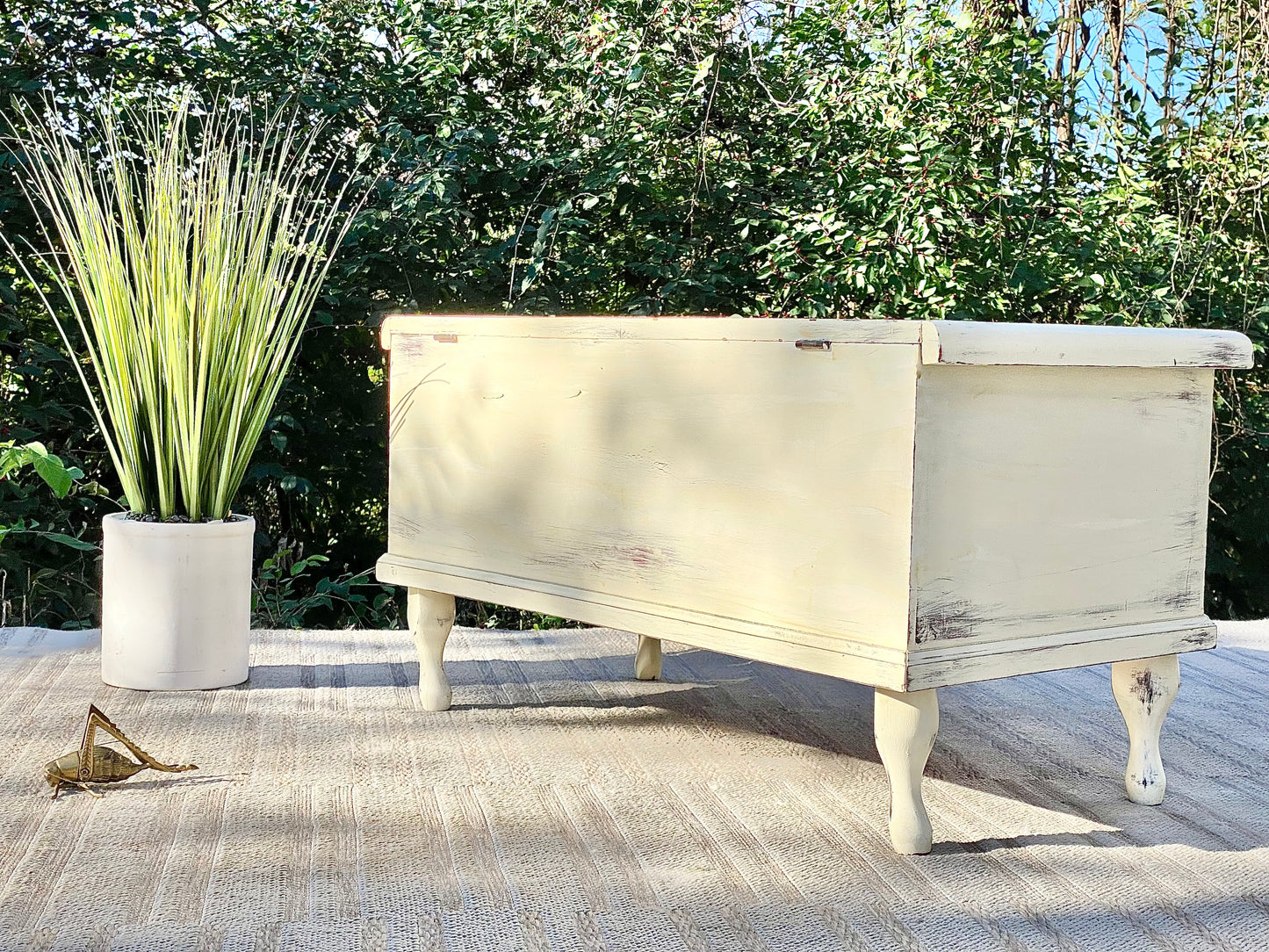 Small Vintage Painted Cedar Blanket Chest