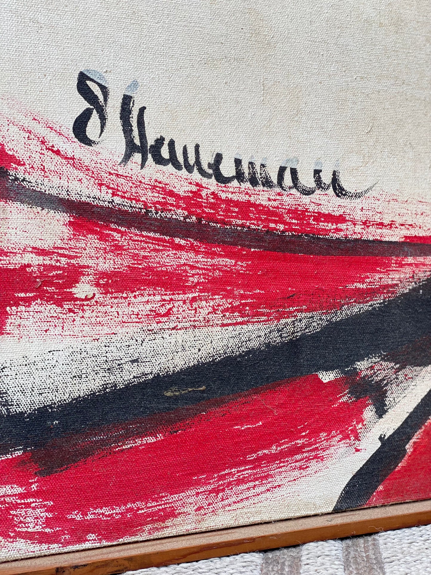 Large Vintage MCM Mid Century Abstract Signed Painting