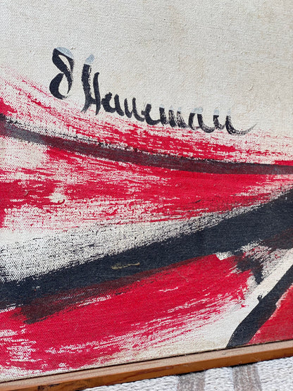 Large Vintage MCM Mid Century Abstract Signed Painting