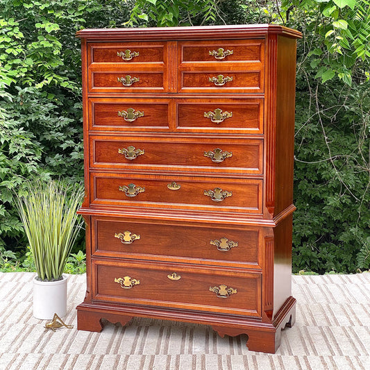 Vintage Bassett Highboy 6 Drawer Dresser