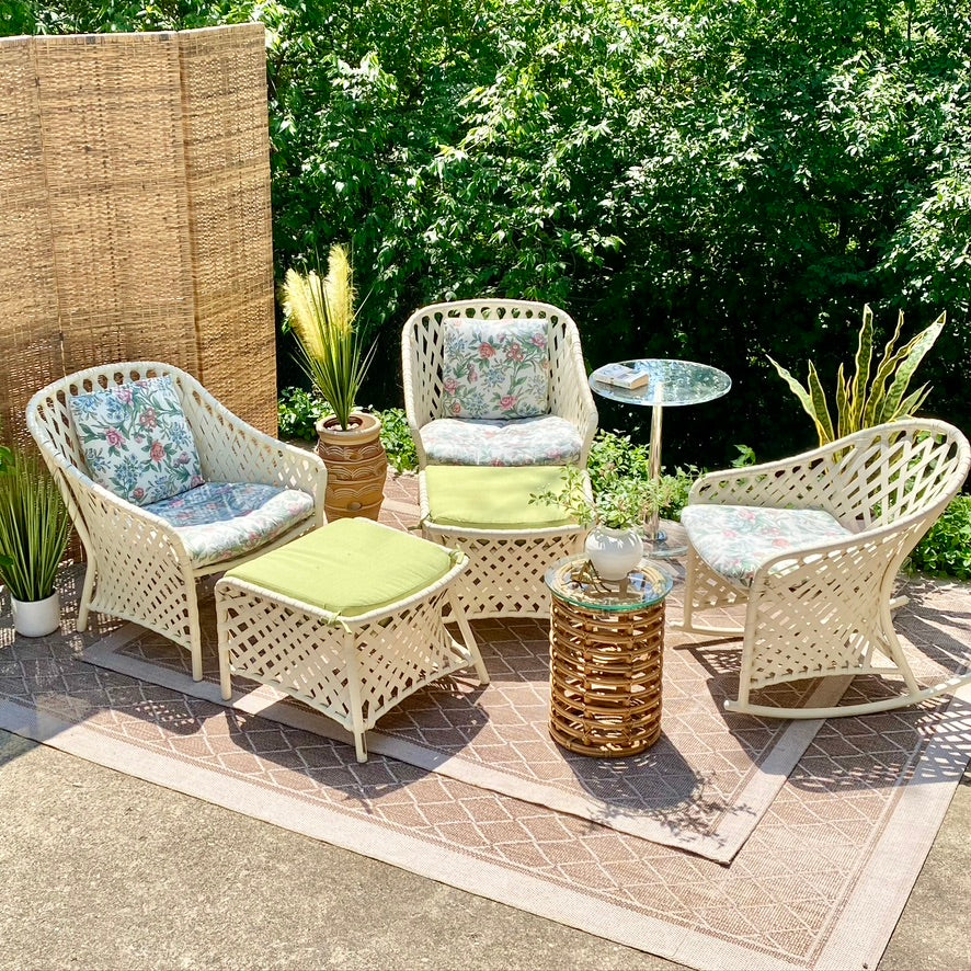 Vintage Brown Jordan White Patio Chair Set