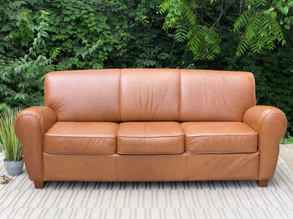 Nice Light Brown Tan Leather Sofa Couch