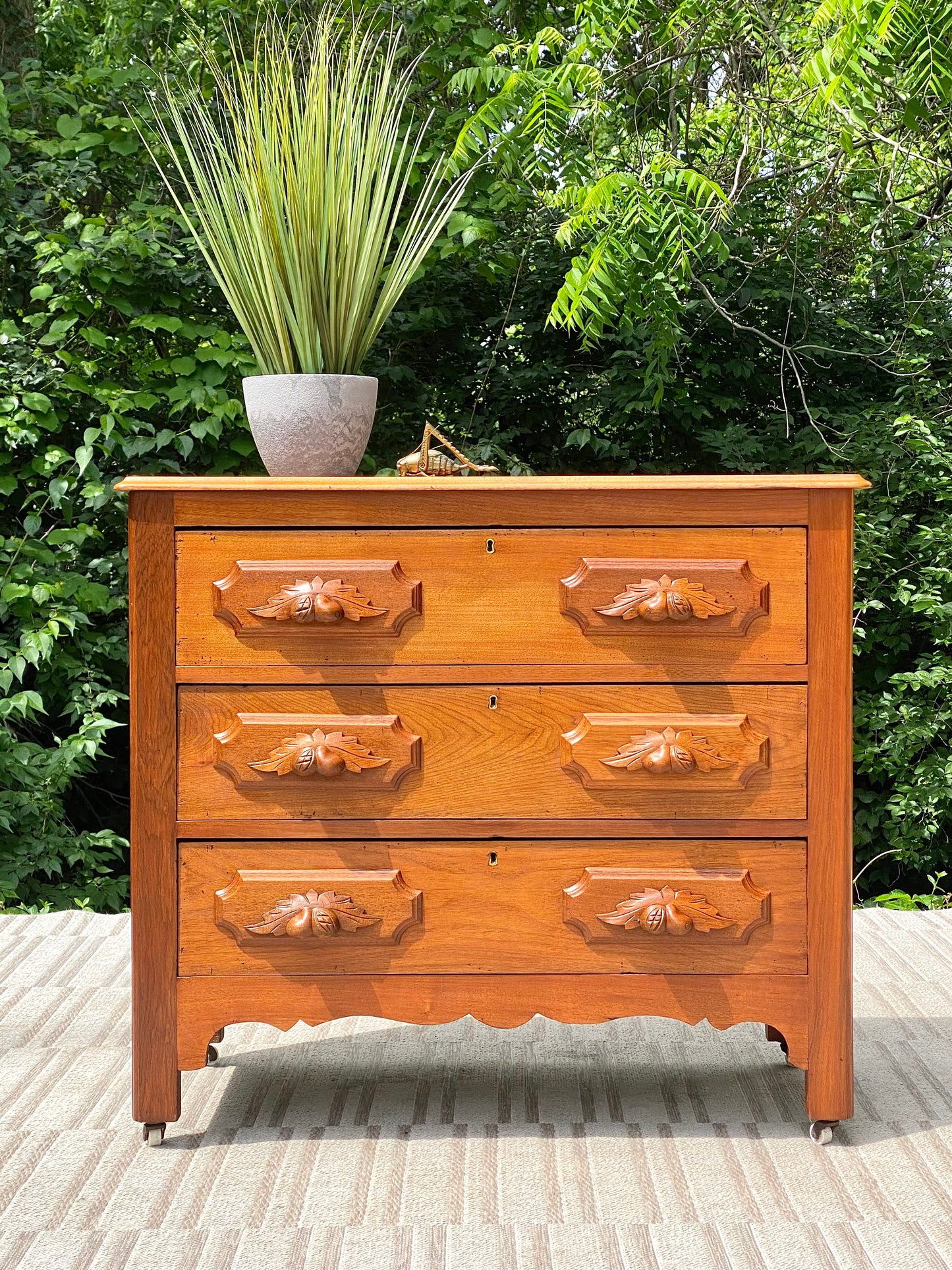 Vintage Wooden Pine Cone 3 Drawer Dresser