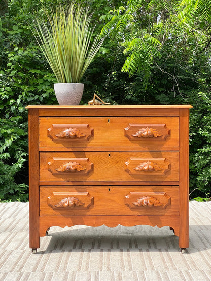 Vintage Wooden Pine Cone 3 Drawer Dresser