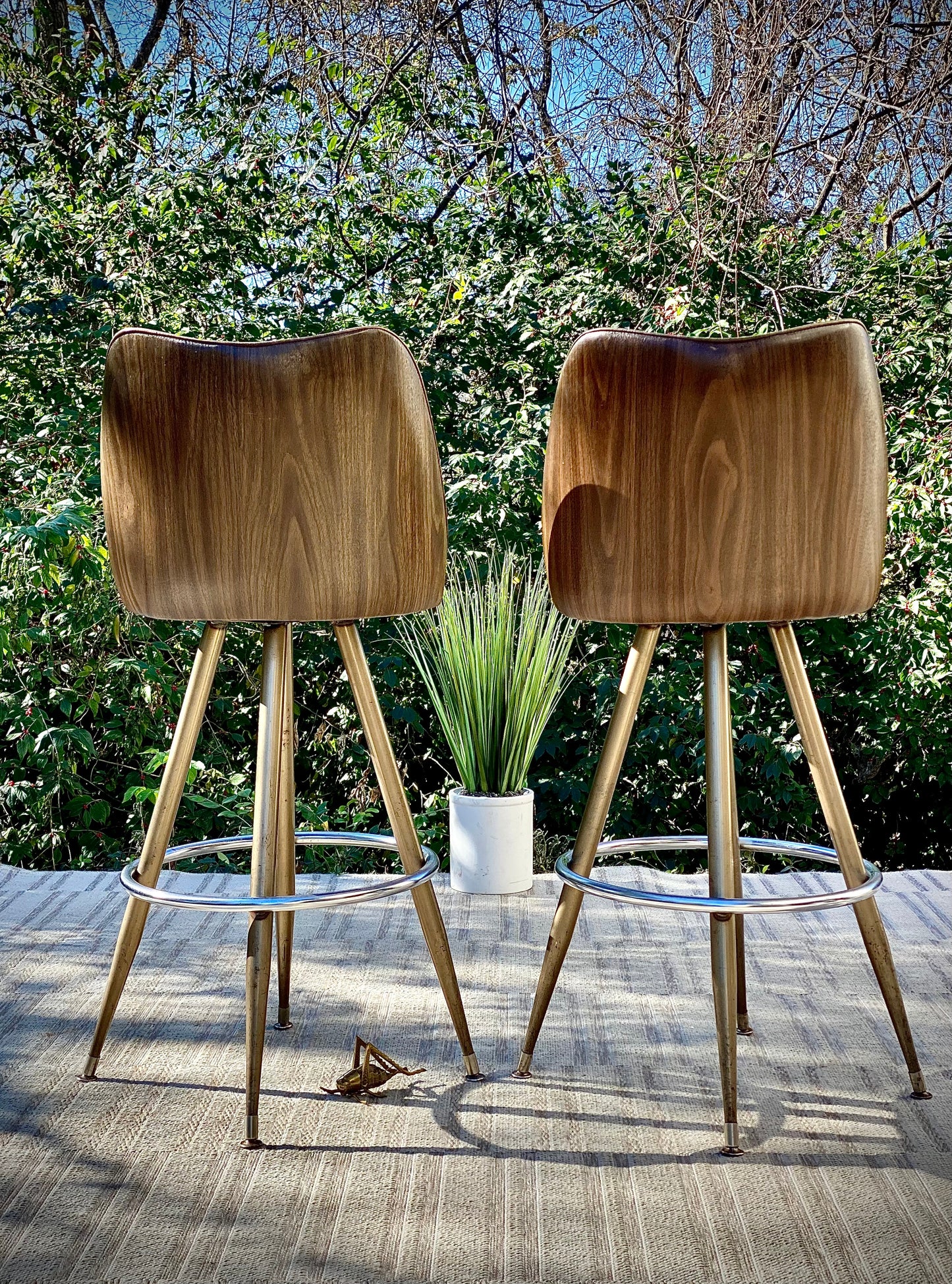 Vintage Pair of Green Vinyl Barstools