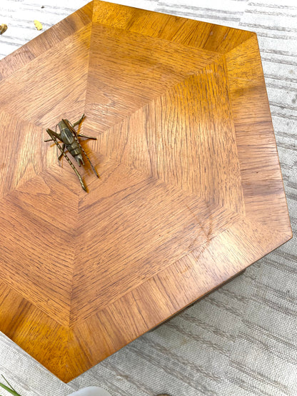 Vintage Wooden Hexagon Side Table