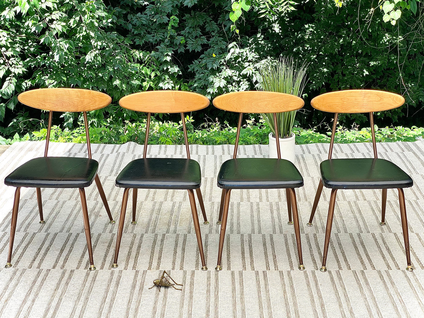 Vintage MCM Vinyl Wood Chairs