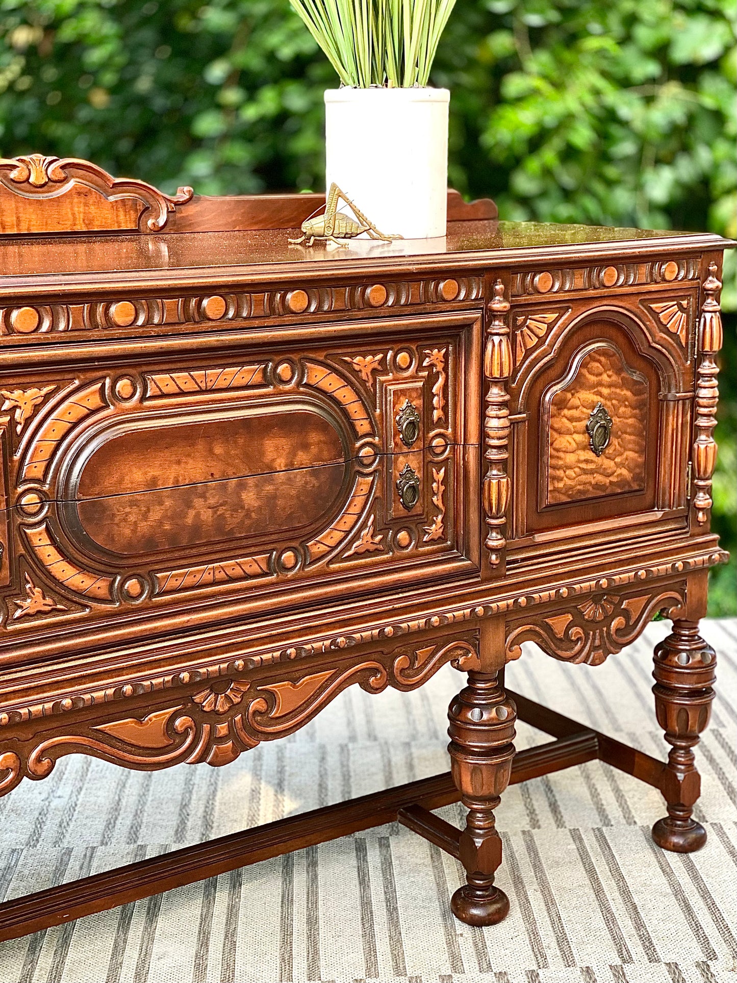 Vintage Wooden Buffet Credenza