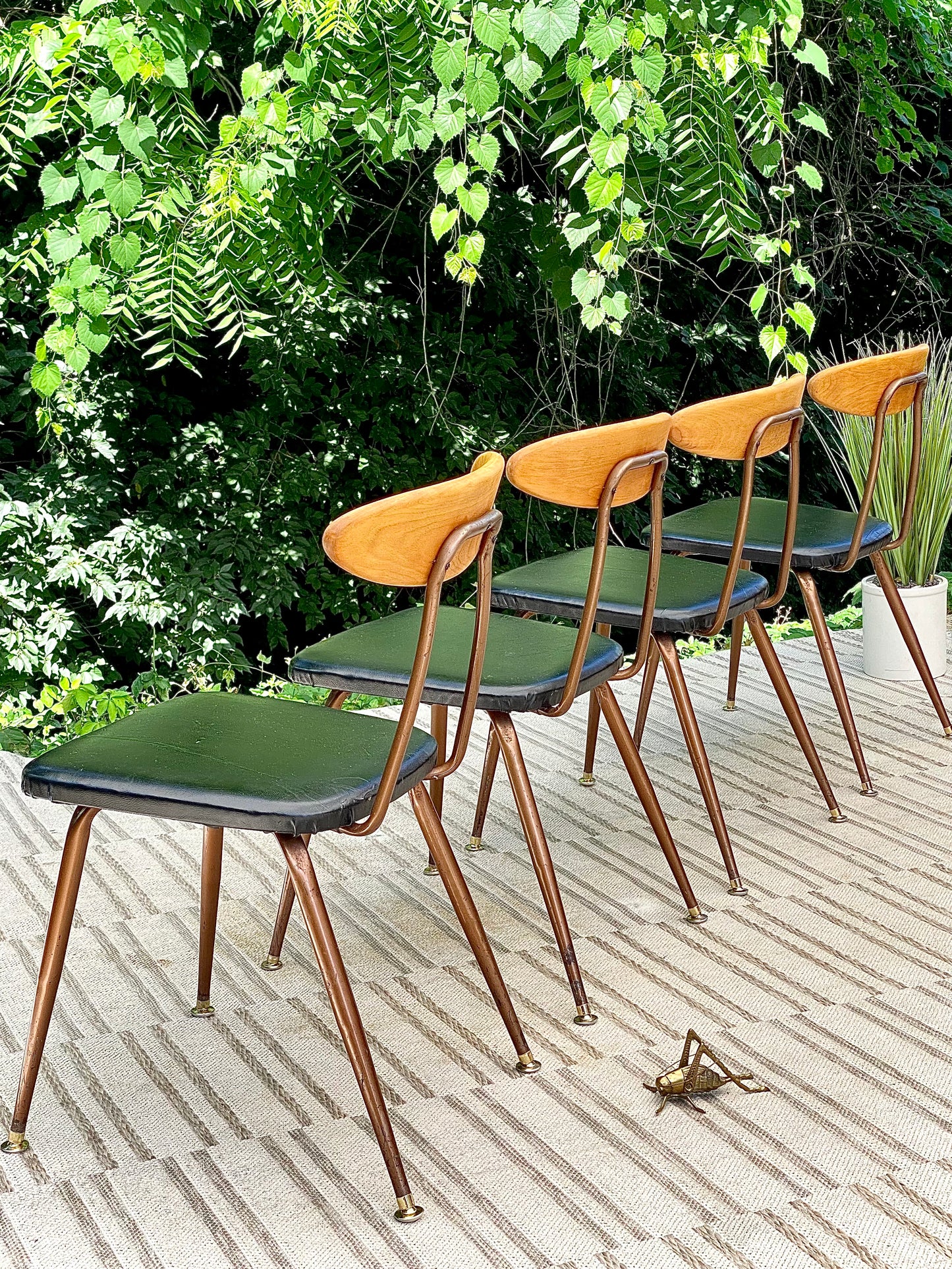 Vintage MCM Vinyl Wood Chairs