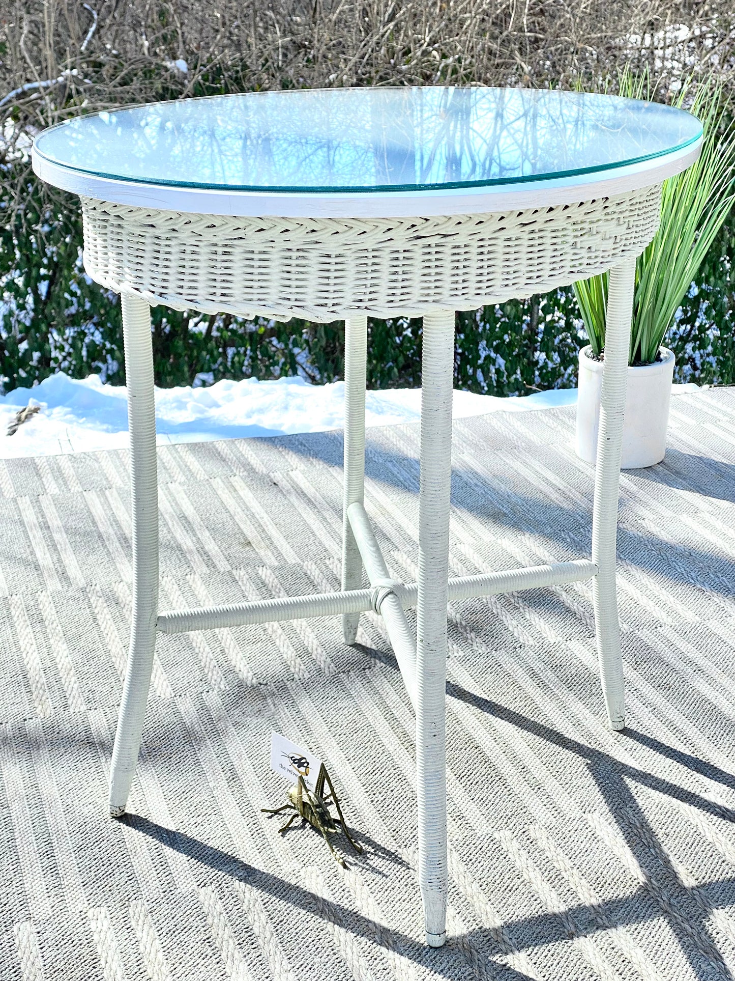 Nice Vintage Wicker Oval Table