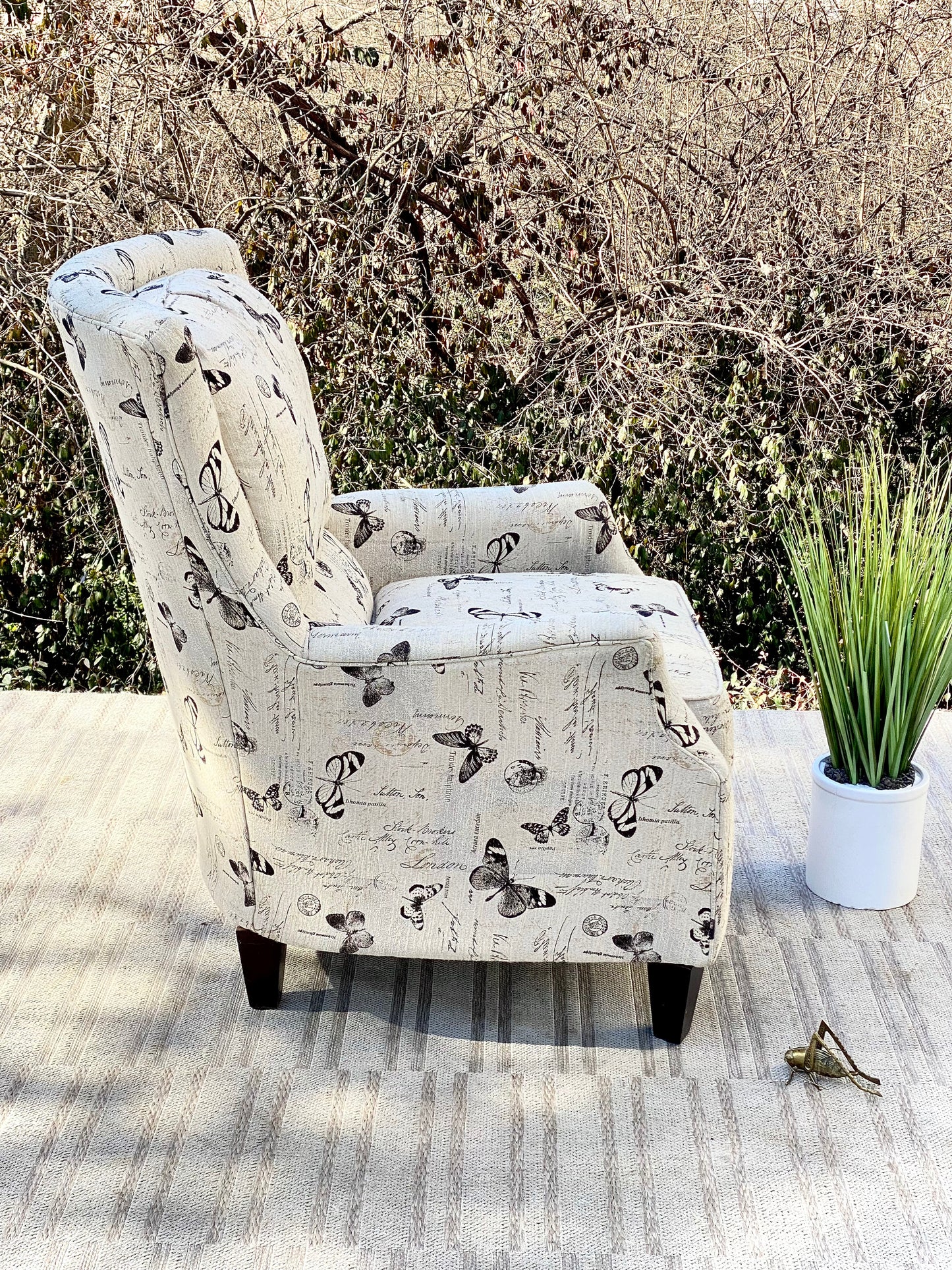 Beautiful Upholstered Butterfly Accent Chair